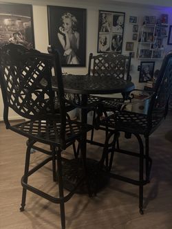 Black Cast Aluminum Bar Height Bistro Set