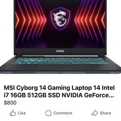 Msi Cyborg 14 Gaming Laptop 14 Intel I7 16gb