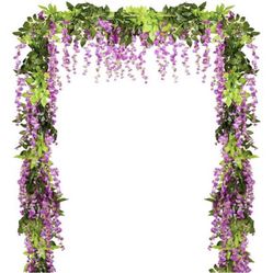 Wisteria Artificial Flowers Garland, 4 Pcs Total 28.8ft Artificial Wisteria Vine