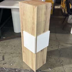 New Assembled Medicine 38H Single Door Cabinet, 3 Shelves, Light Oak/White