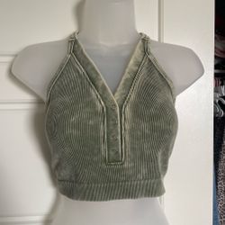Olive green crop top