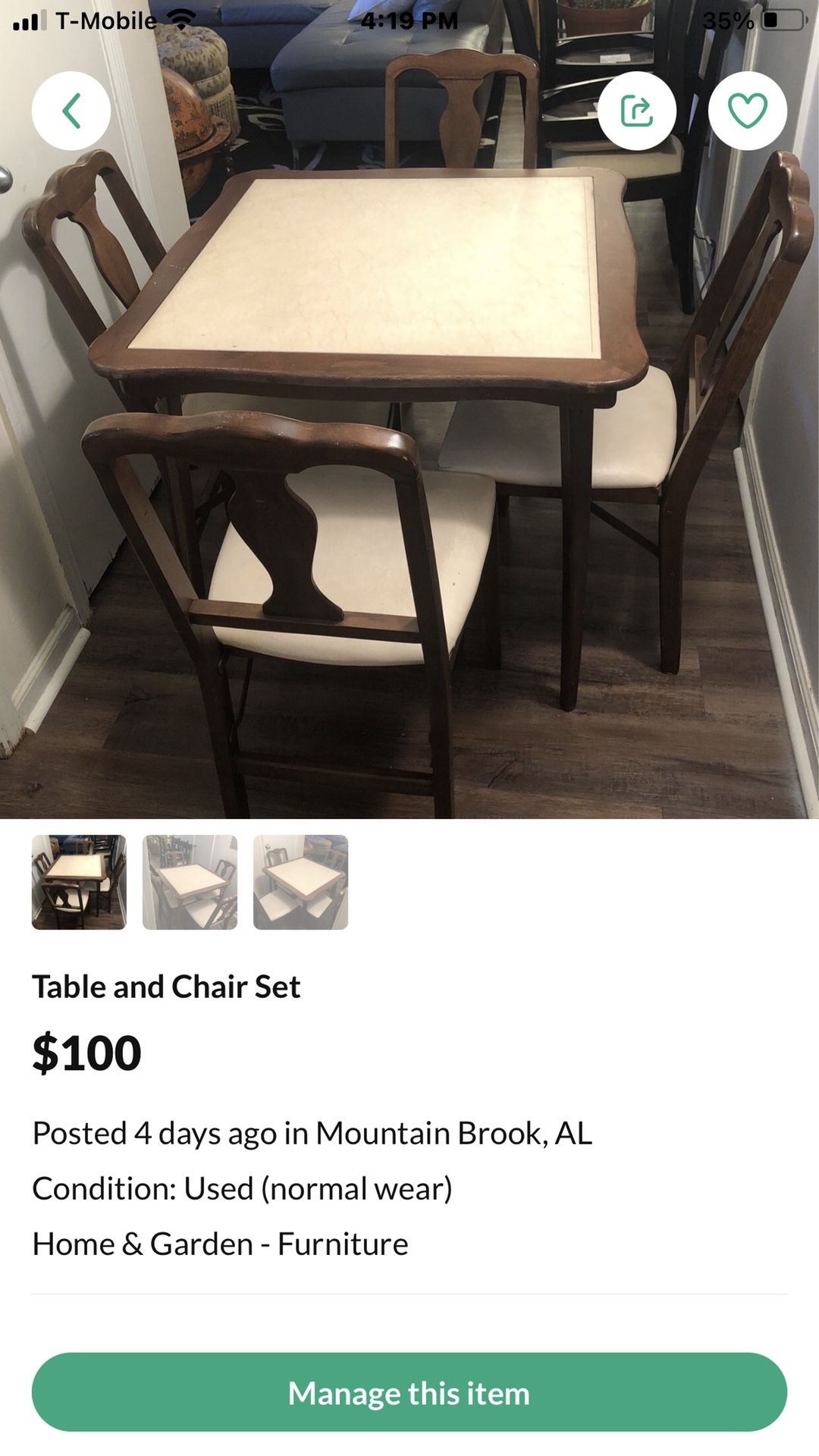Table and folding Chairs