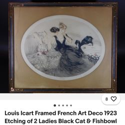 Louis Icart 1923 2 Ladies Black Fishbowl