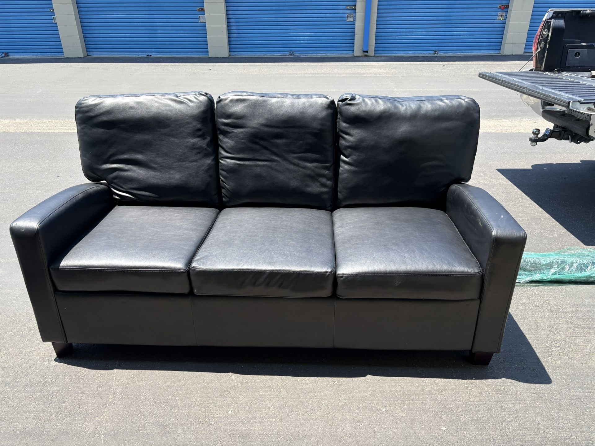 Black Faux Leather Sofa