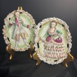 Vintage Bone China 3D French Style Wall Hangings Set of 2