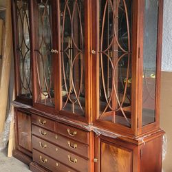 china cabinet with glass mullion doors.