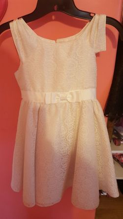 White Jona Michelle dress . Girls size 7 small tear you can sew..