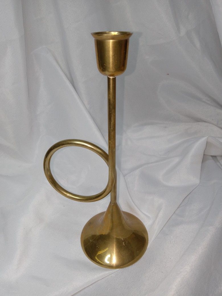 Single Brass Horn Candle Stick