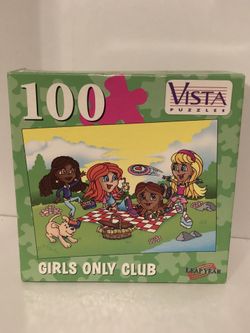 Sealed NIP Girls Only club jigsaw puzzle ! The girls are having a picnic in the park with a dog playing frisbee. Vista puzzle 🧩 100 piece puzzle