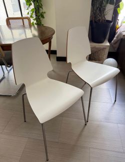 Pair of Ikea Wooden White Dining Chairs
