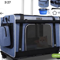 Animal carrier on wheels for pets