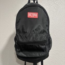 Victoria's Secret Sport  Backpack Black  Travel School  18" x 12"   Mesh Pockets