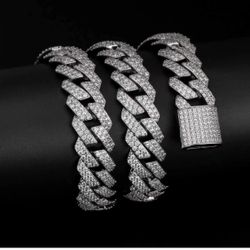 Platinum plated 22 inches Bling Miami Choker Lab Diamond Necklace