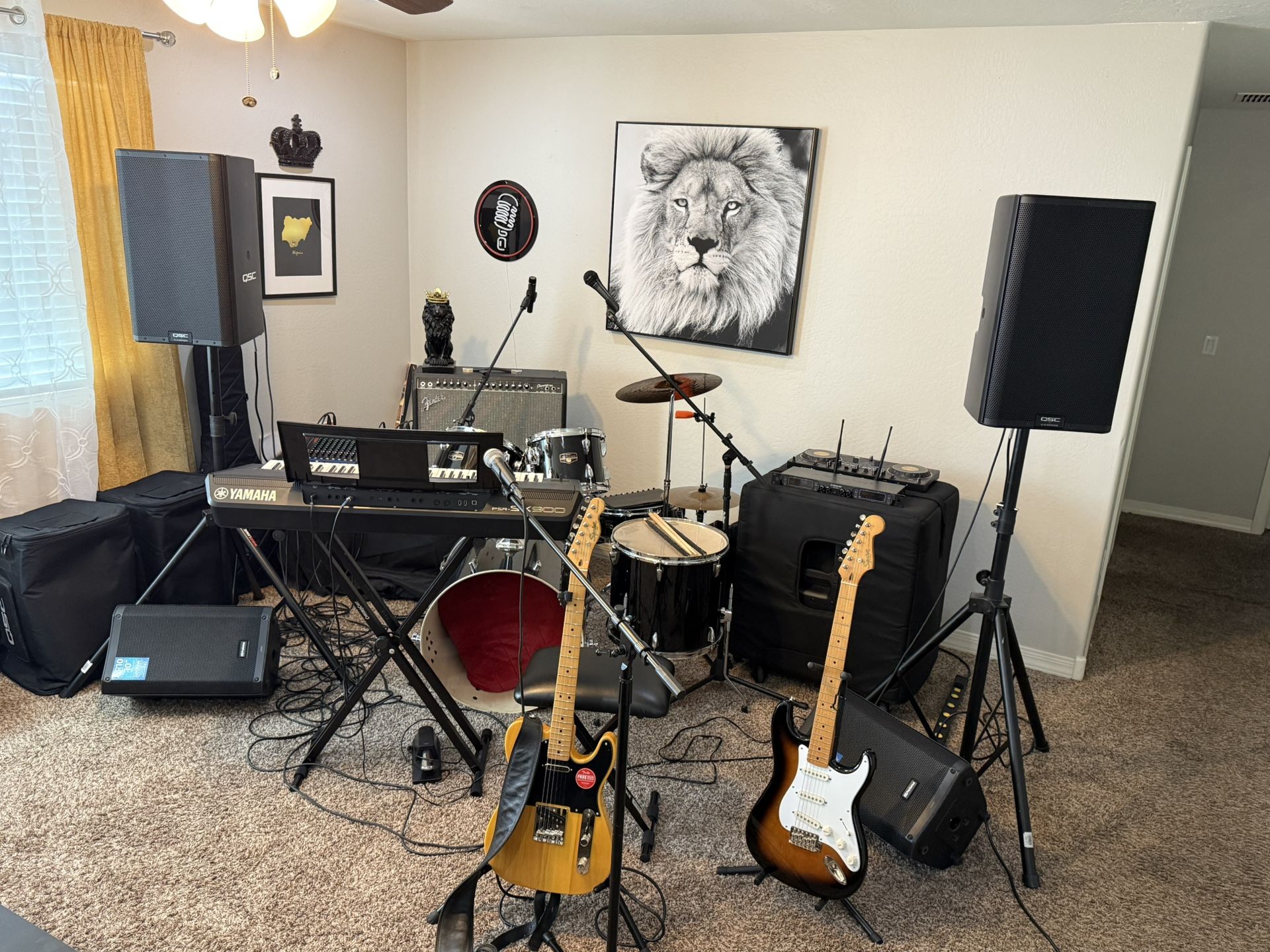 Speakers Subwoofers Drums Keyboard Guitar