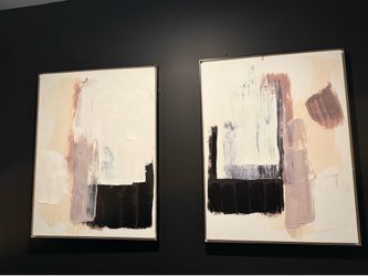 Black Abstract frame painting two piece