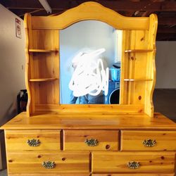 Nice Solid Wood Dresser With Mirror 
