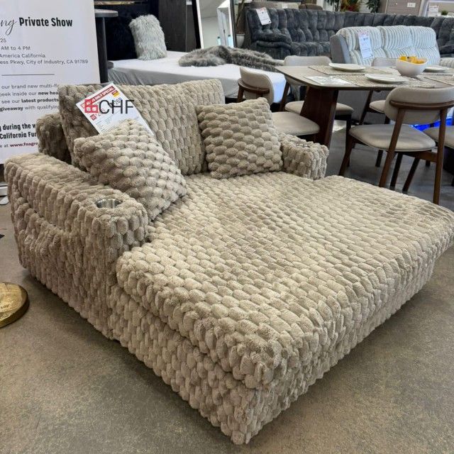 Living Room Light Brown 2 Arm Chaise Sofa