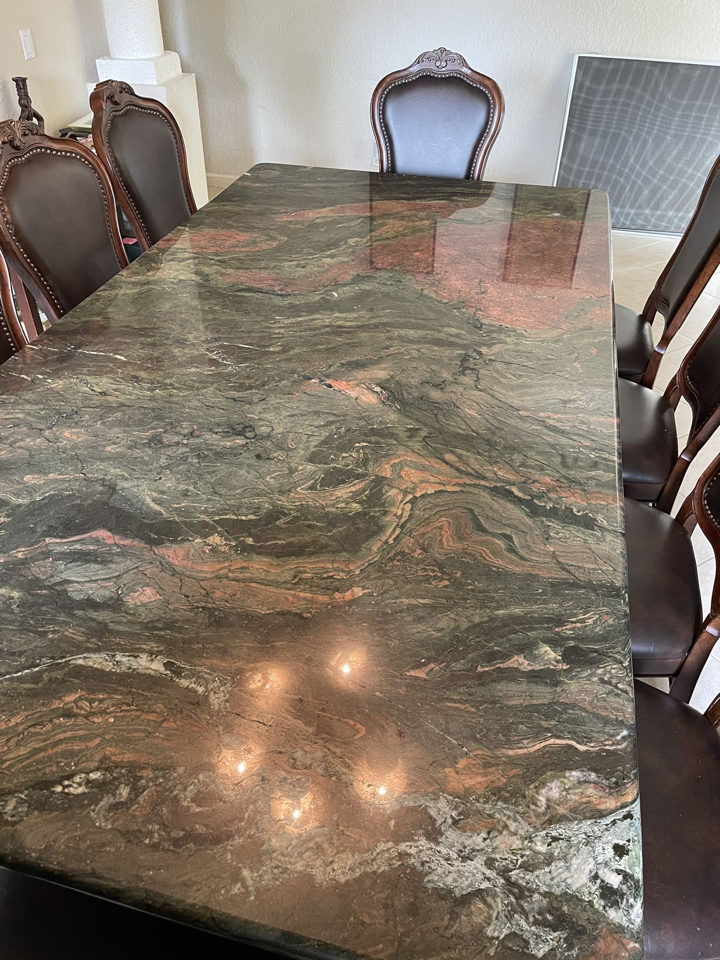 Marble Table with 10 Chairs 