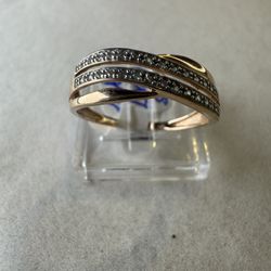 14K 585 Solid Rose  Gold Diamond New Ring Size 6 – Elegant Fine Jewelry Gift