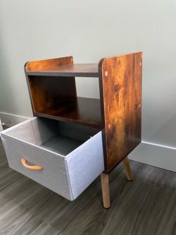 Mid Century Modern Nightstand with Drawer – Brown Wood Finish