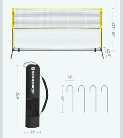 SONGMICS 10ft Adjustable Height Volleyball Badminton Pickleball Net - Yellow / Black