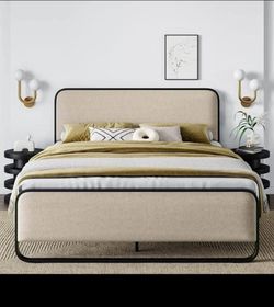 Queen Upholstered platform bed frame