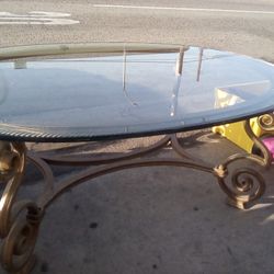 Vintage French Style Glass Top Coffee Table