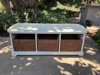 Pottery Barn Entry Bench with baskets