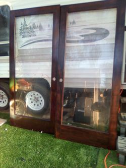 doors with glass, pure wood, 36x80 in good conditions 2 for 80 dollars