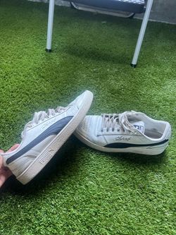 Puma Ralph Sampson Low White Navy Men's Size 10.5 Leather Sneakers