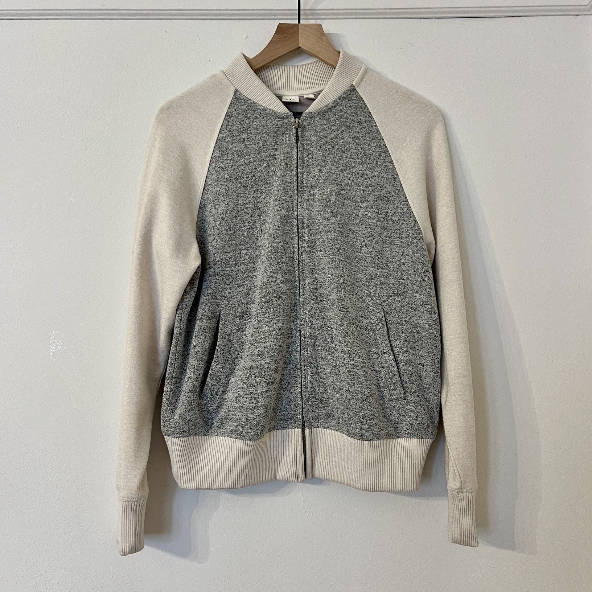 Gap Women’s Two-Tone Grey and Cream Zip-up Bomber jacket size small NWOT
