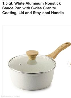 New 1.5qt white aluminum sause pan with Swiss granite coating