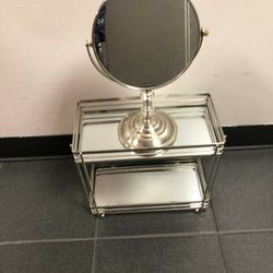 layers vanity mirror tray & Metal Magnifying Makeup Mirror 

