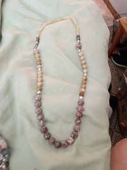 Long Stone Bead Necklace