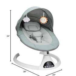 T TICCI Baby Swings for Infants, 5 Speed Bluetooth Baby Bouncer, Motorized Bluetooth Swing, Built-in 3 Timer Settings, Music Speaker, Remote Control, 