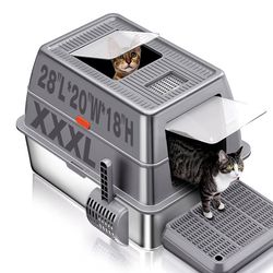 New In Box! Kitycat XXXL (28”x20”x18.1”) Stainless Steel Kitty Litter Box $50 (#1059)