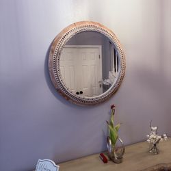Wooden decorative entry wall mirror