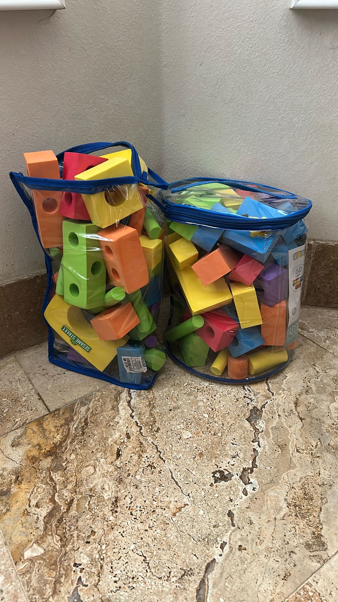2 Large Bags Of Kids Foam Peg Blocks