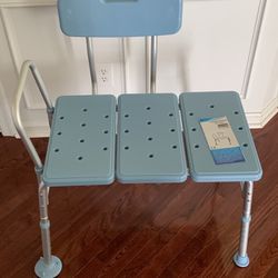 shower Bath Transfer Chair 1arm Height Adjusting, Back Light Blue