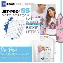 JET-PRO Sofstretch Iron On T-Shirt Heat Transfer Paper 8.5 X 11" Custom Pack 10 Sheets