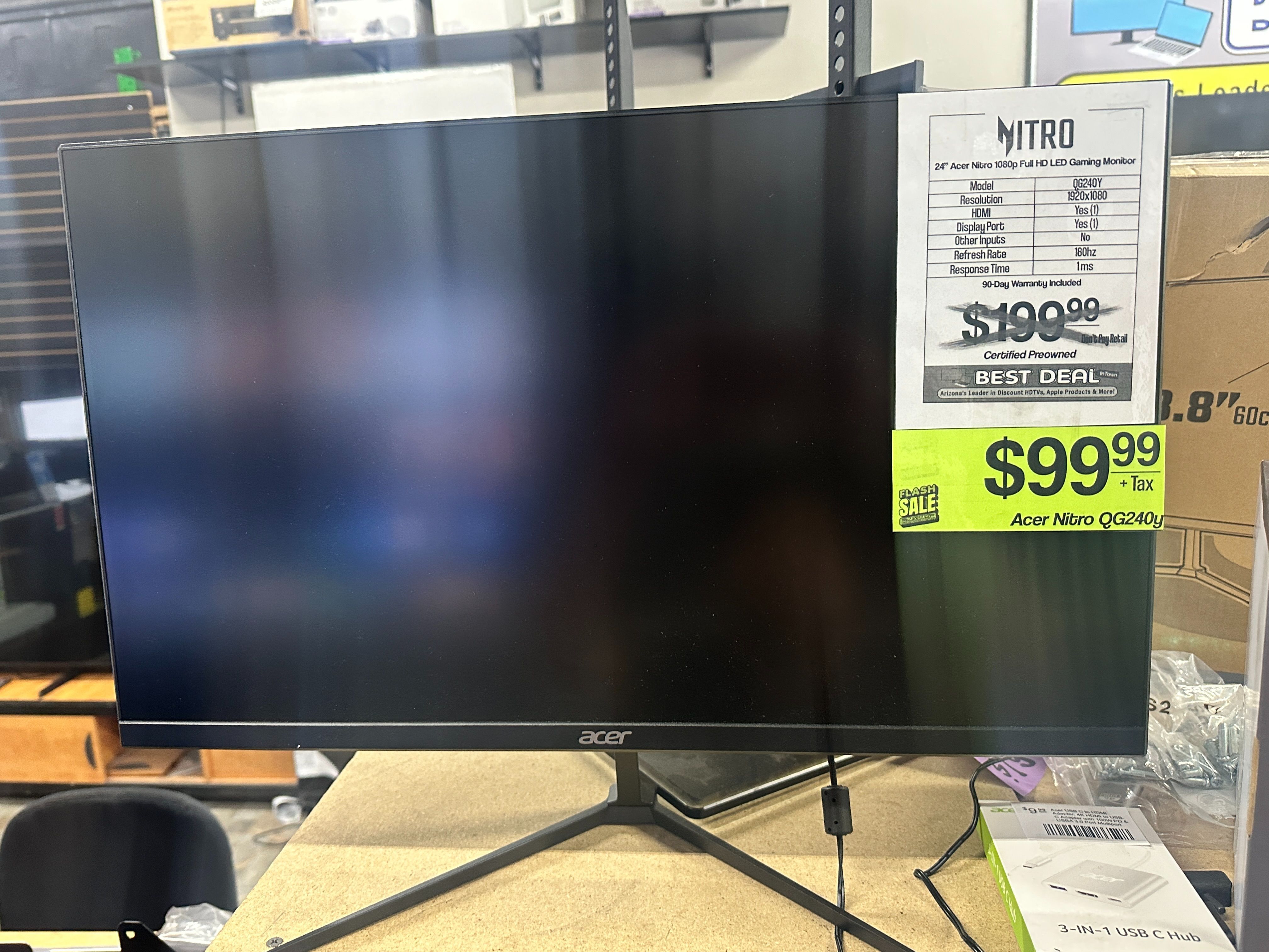 MEMORIAL DAY SALES!!! 24" ACER NITRO FHD 1080P GAMING MONITOR QG240Y