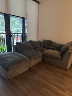 Gray Modular Sectional Sofa with Ottoman
