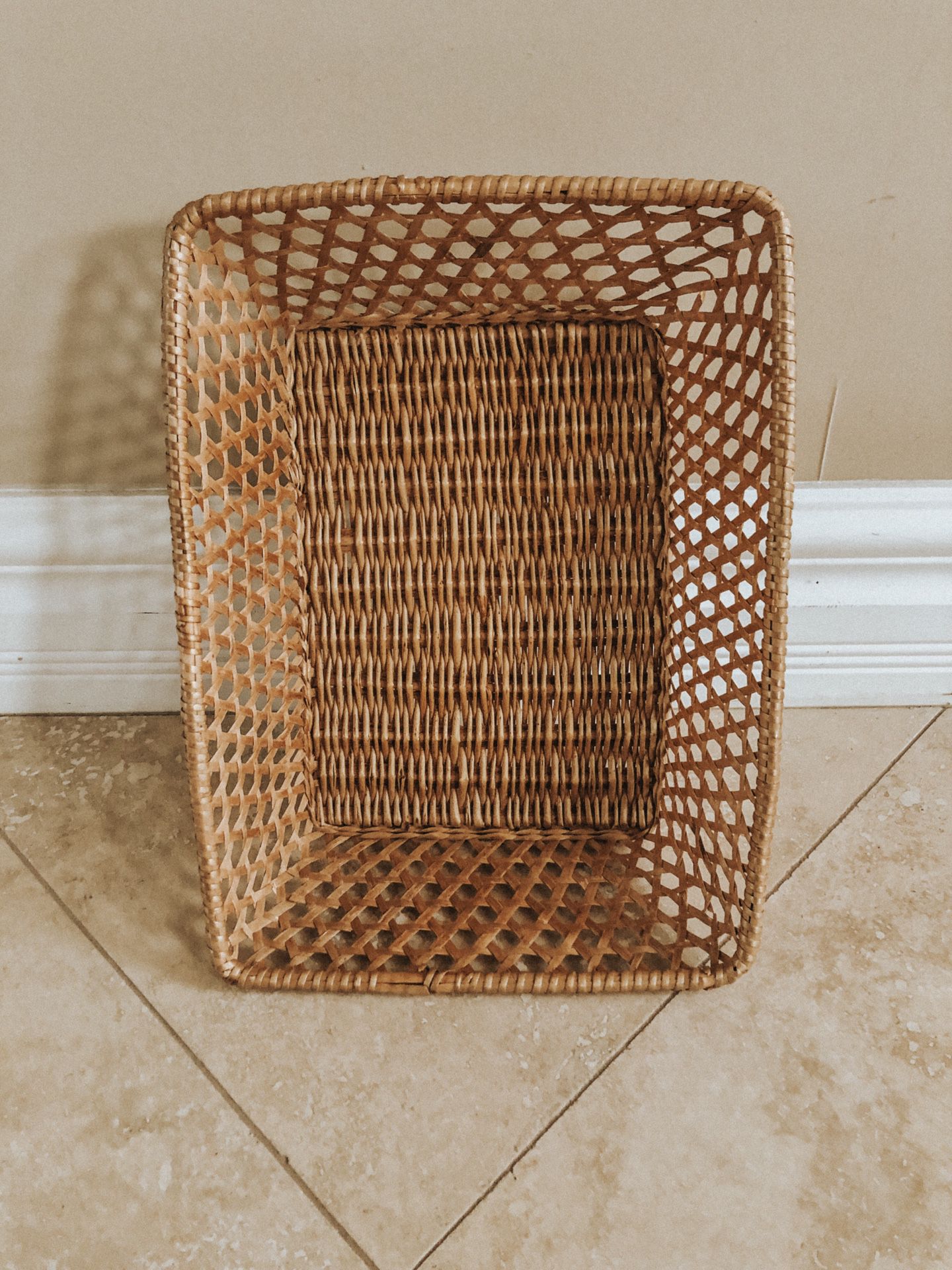 Vintage Handmade Woven Bohemian Wicker Basket