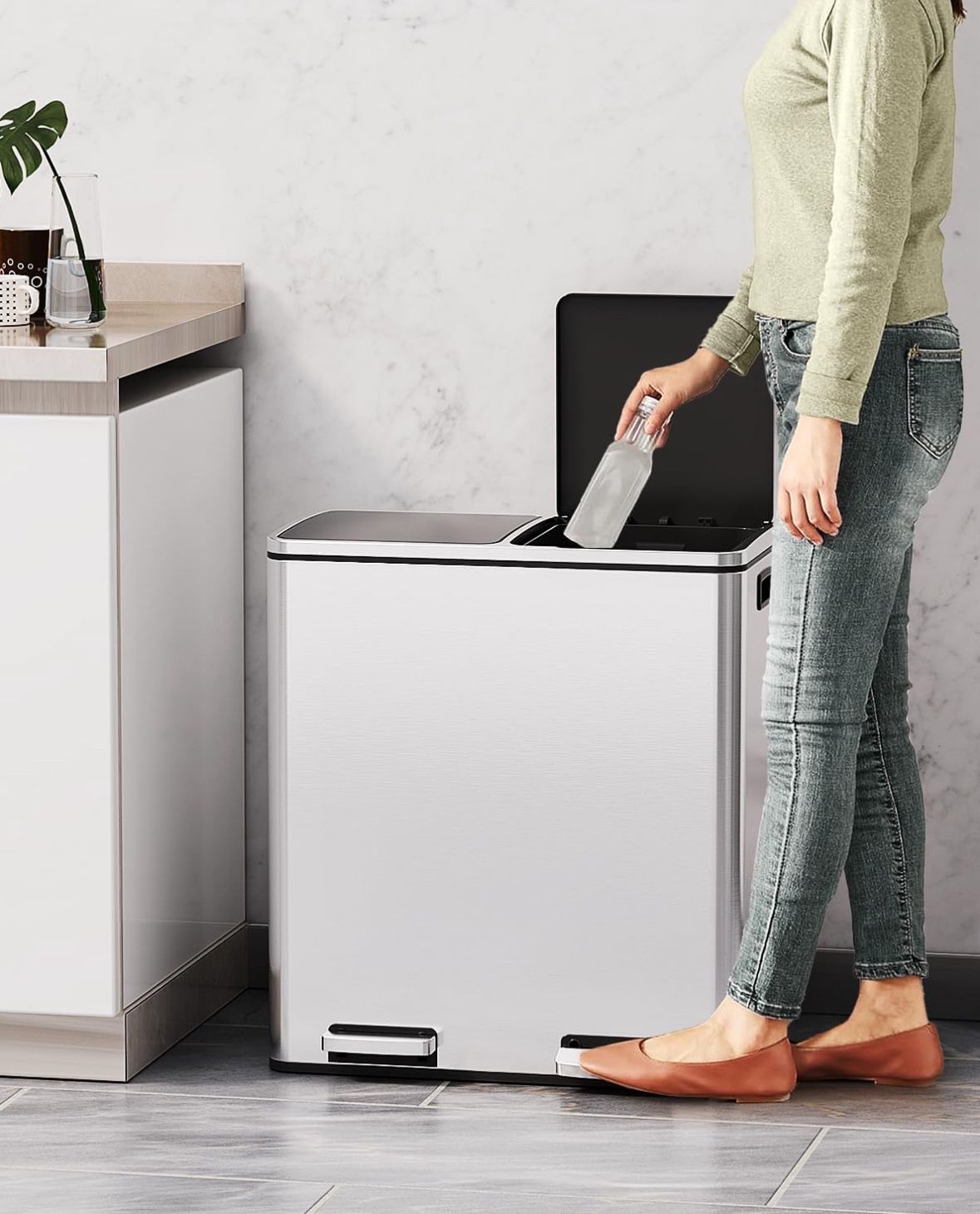 60L(16 Gal) Dual Trash Can