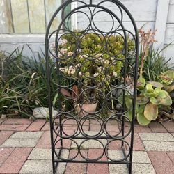 Wrought Iron Wine Rack Holds 17 Bottles