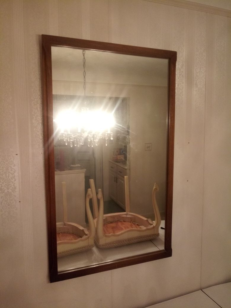 Wood frame wall mirror