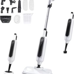 12-in-1 Steam Mop, Detachable Handheld Steam Cleaner for Home, 23FT Cord, 3 Steam Modes & LED Display, Steam Mops for Floor Cleaning, Bathroom, Window