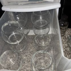 9 Fish Bowl glass containers for wedding or table decor, or plant propagation