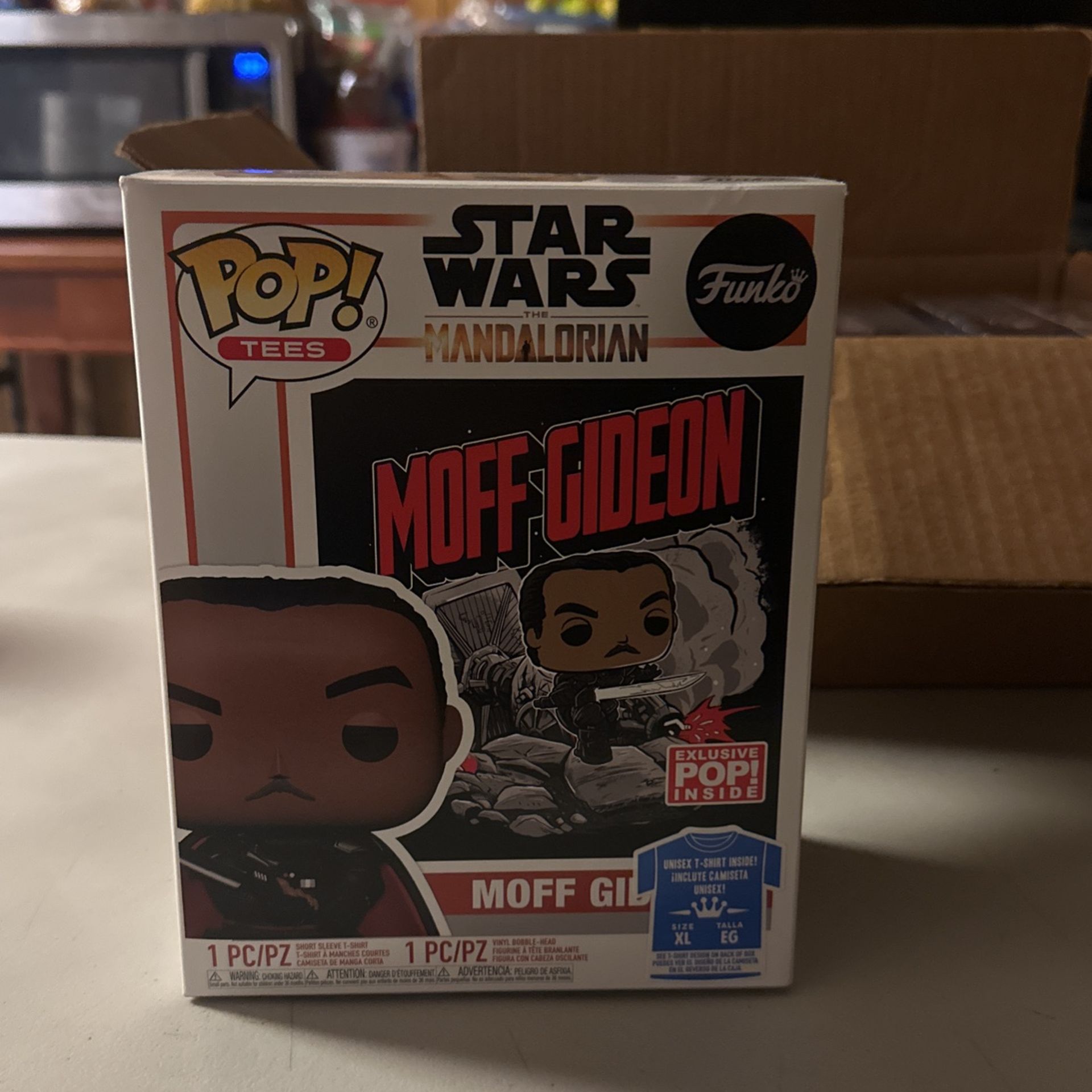 NIB MOFF GIDEON with Darksaber Funko Pop & XL T-Shirt Star Wars #380 Mandalorian