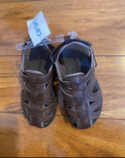 New Boys Carter’s Sz 12 Sandals Leather Brown